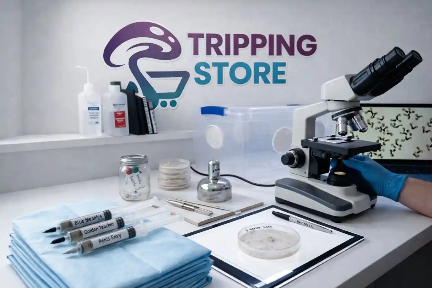 Mushroom spore syringe for microscopy research in the UK