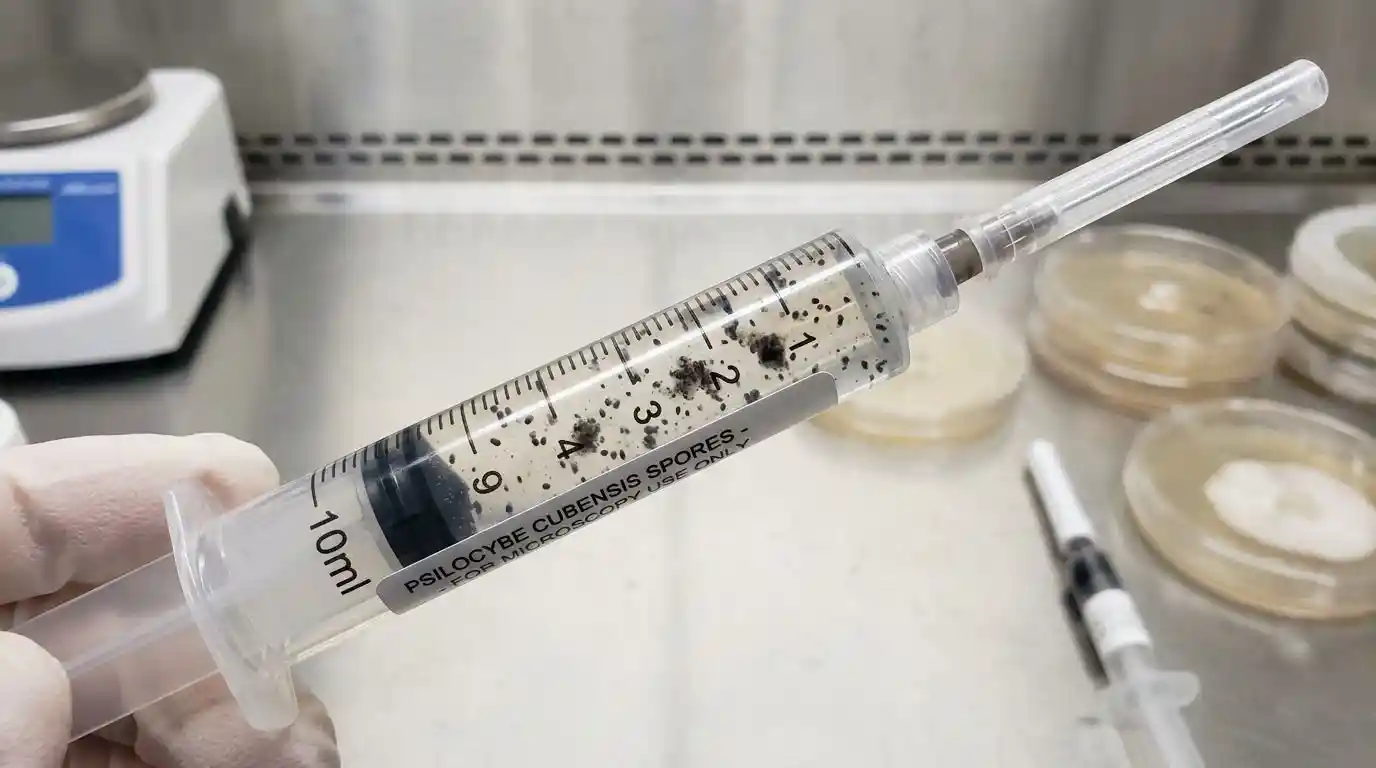 spore syringe UK golden teacher spores microscopy research