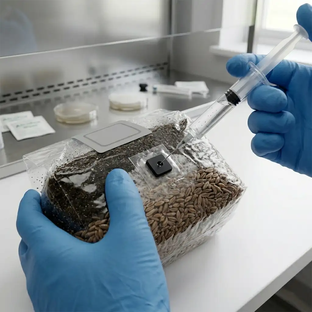 inject and forget mushroom grow bag UK syringe injection port