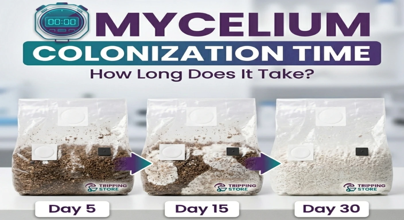 mycelium colonization time grow bag stages timeline