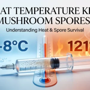 What temperature kills mushroom spores at 121°C