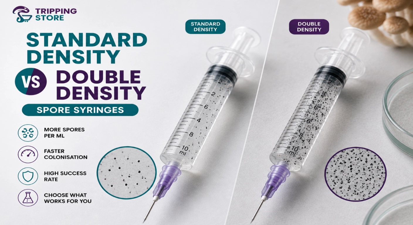 Standard density vs double density mushroom spore syringes comparison